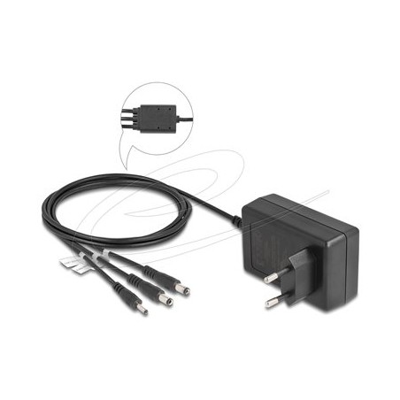 Delock - Sítový adaptér - AC 100-240 V - 36 Watt - výstupní konektory: 3 - cerná