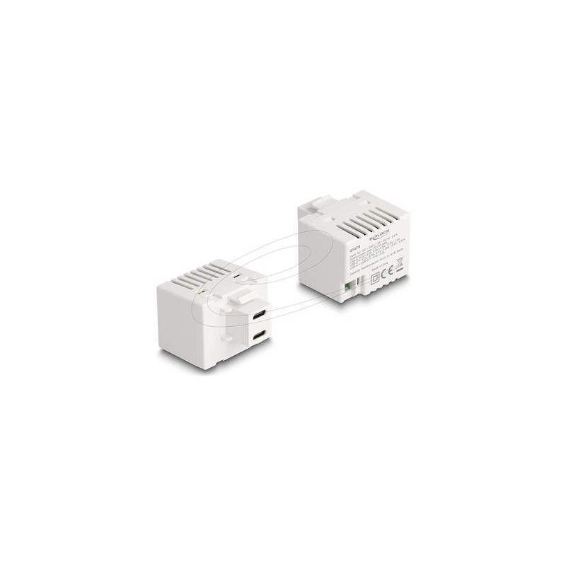 Delock - Sítový adaptér - 20 Watt - 3 A - PD - 2 výstupní konektory (24 pin USB-C) - bílá