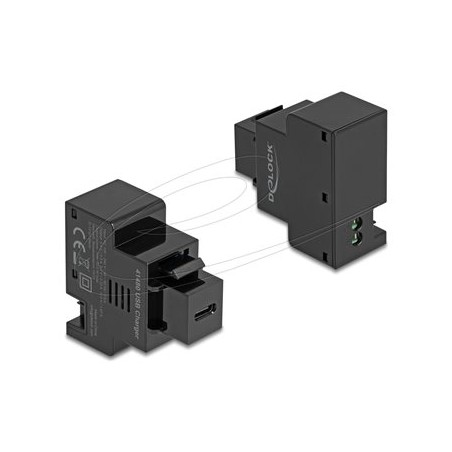 Delock - Zacvakávací modul (keystone) - PD 20 W - USB typu C - 1 zásuvka USB-C - 3 A - cerná