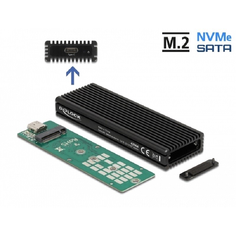 Delock - Kryt úložiště - M.2 - M.2 NVMe Card / SATA 6Gb/s - USB 3.2 (Gen 2) - černá