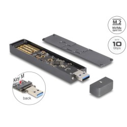 Delock - Kryt úložište - vnejší kryt pro M.2 NVME PCIe SSD nebo SATA SSD s USB 10 Gbps typ A samece - M.2 - M.2 NVMe Card /
