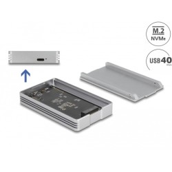 Delock - Kryt úložište - M.2 - M.2 NVMe Card - Thunderbolt 3, Thunderbolt 4, USB4 - stríbrná