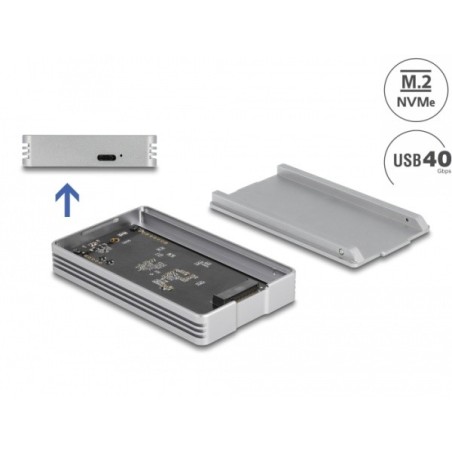 Delock - Kryt úložište - M.2 - M.2 NVMe Card - Thunderbolt 3, Thunderbolt 4, USB4 - stríbrná