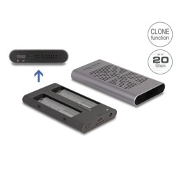 Delock - Kryt úložište - 20 Gbps, funkce klonování - M.2 - M.2 NVMe Card - USB-C - šedá