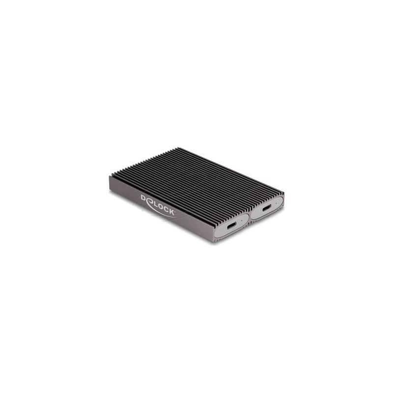 Delock - Kryt úložište - external, dual combo, toolfree - M.2 - M.2 Card (PCIe NVMe & SATA) - USB-C 3.2 (Gen 2x1) - šedá