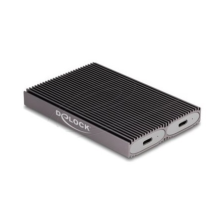 Delock - Kryt úložište - external, dual combo, toolfree - M.2 - M.2 Card (PCIe NVMe & SATA) - USB-C 3.2 (Gen 2x1) - šedá