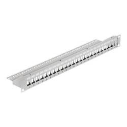 Delock Keystone Patch Panel - Propojovací panel - šedá - 1U - 19" - 24 porty