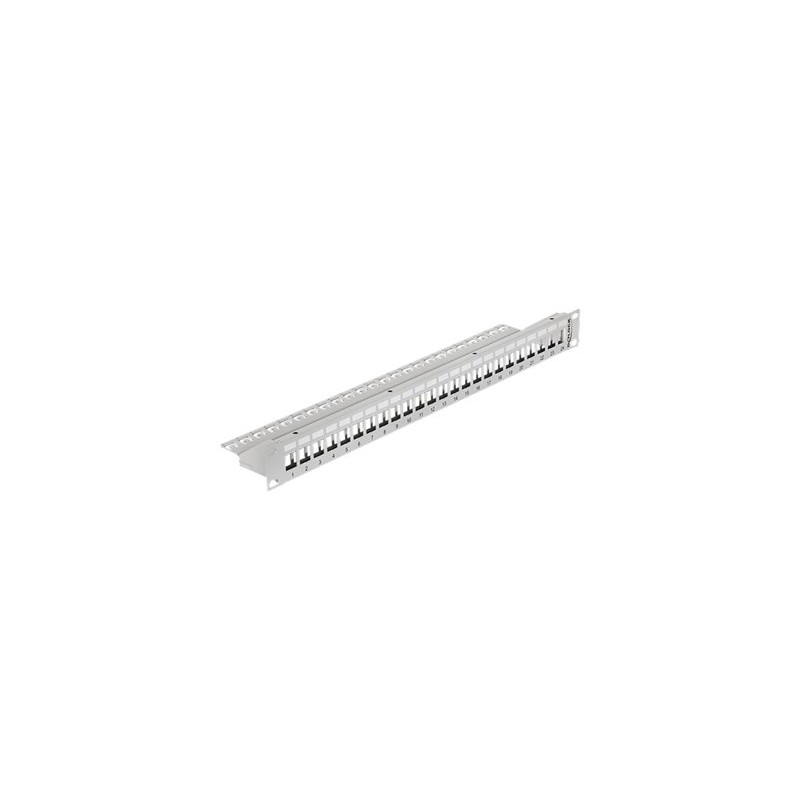 Delock Keystone Patch Panel - Propojovací panel - šedá - 1U - 19" - 24 porty