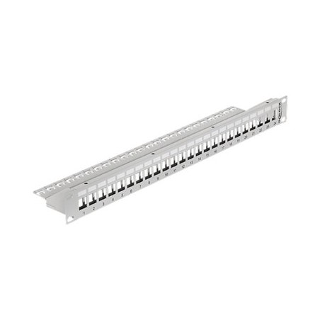 Delock Keystone Patch Panel - Propojovací panel - šedá - 1U - 19" - 24 porty