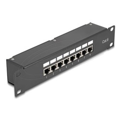 Delock - Propojovací panel - montáž do racku - CAT 6 - RJ-45 - cerná - 1U - 10"