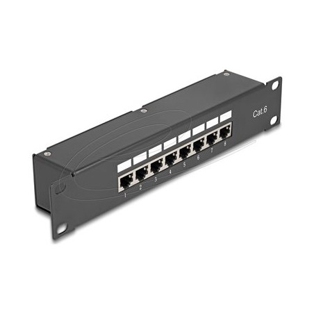Delock - Propojovací panel - montáž do racku - CAT 6 - RJ-45 - cerná - 1U - 10"