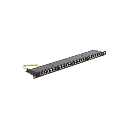 Delock - Propojovací panel - CAT 6 - RJ-45 X 24 - hluboce černá, RAL 9005 - 0.5U - 19"
