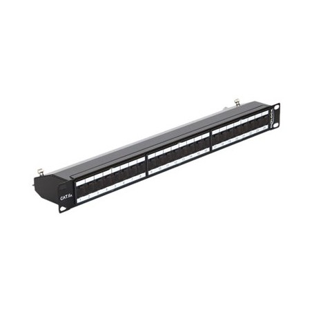 Delock - Propojovací panel - CAT 6a - RJ-45 X 24 - hluboce černá, RAL 9005 - 1U - 19"