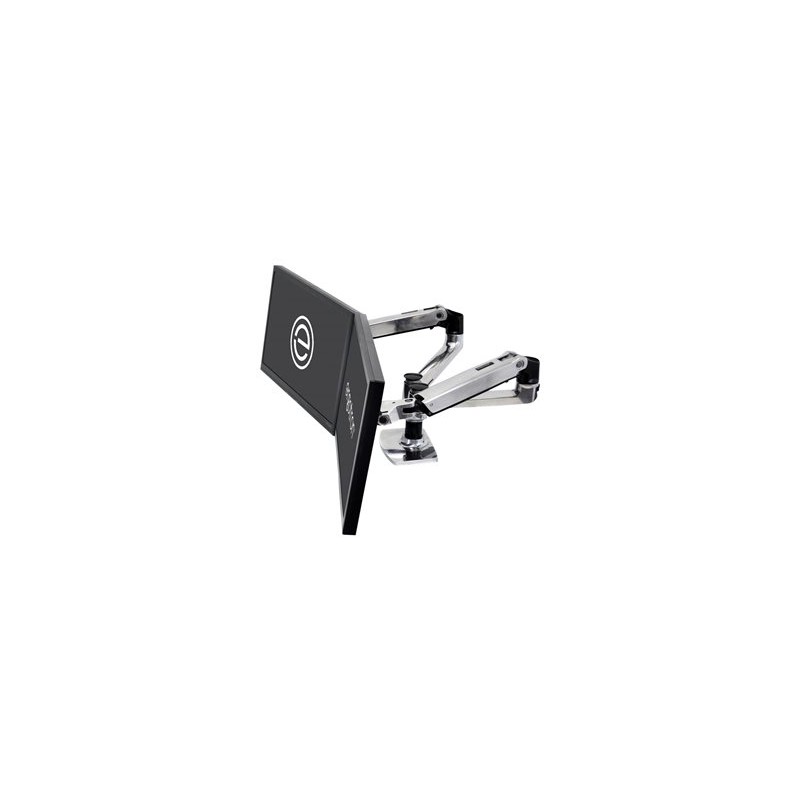 Ergotron LX Dual Side-by-Side Arm - Montážní sada (svorka k montáži na stůl, úchyt průchodky, žerď, 2 polohovatelná ramena, 2