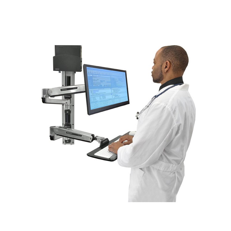 Ergotron LX Wall Mount System with Small CPU Holder - Montážní sada pro systémovou jednotku / monitor / klávesnici - sezení a