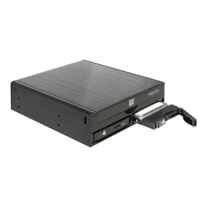 Delock 5.25" Mobile Rack for 1 x 5.25" Slim Drive + 2 x 2.5" SATA HDD / SSD - Pouzdro disku - 2.5" - černá