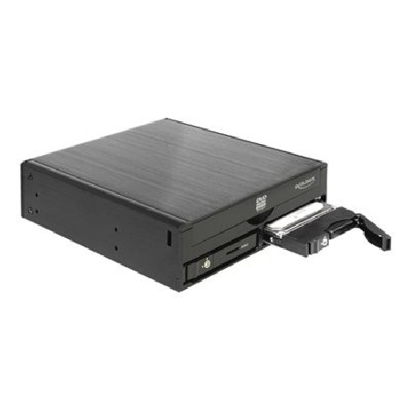 Delock 5.25" Mobile Rack for 1 x 5.25" Slim Drive + 2 x 2.5" SATA HDD / SSD - Pouzdro disku - 2.5" - černá
