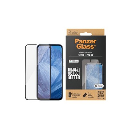 PanzerGlass - Ochrana obrazovky pro mobilní telefon - ultra široký tvar - sklo - barva rámu cerná - pro Google Pixel 8a