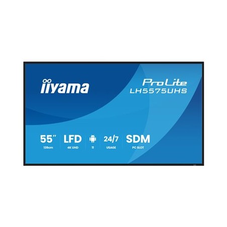 55" iiyama LH5575UHS-B2AG:IPS,4K UHD,Android,24/7
