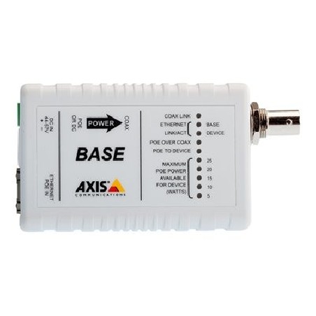 AXIS T8641 Ethernet Over Coax Base Unit PoE+ - Konvertor síťových médií - 100Mb LAN - přes Coax - 10Base-T, 100Base-TX - RJ-45