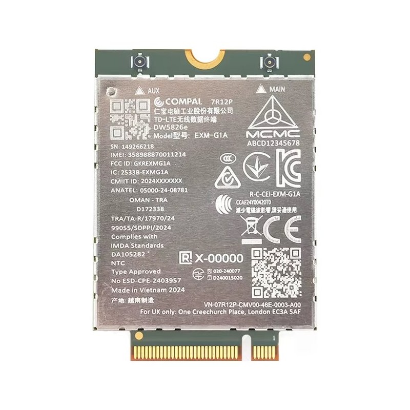 Dell Wireless DW5826E - Bezdrátový celulární modem - 4G LTE Advanced - M.2 Card