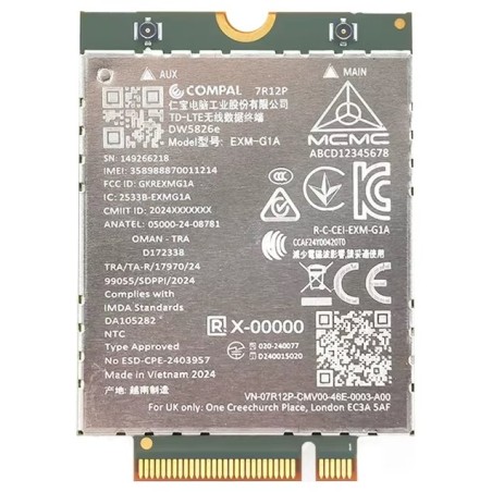 Dell Wireless DW5826E - Bezdrátový celulární modem - 4G LTE Advanced - M.2 Card
