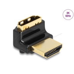 Delock - Vysoká rychlost - HDMI adaptér - HDMI s piny (male) do HDMI se zdírkami (female) pravoúhlý - 2.2 m - cerná - podpora