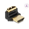 Delock - Vysoká rychlost - HDMI adaptér - HDMI s piny (male) do HDMI se zdírkami (female) pravoúhlý - 2.2 m - cerná - podpora