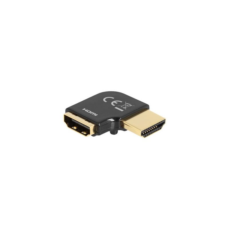 Delock - Vysoká rychlost - HDMI adaptér - HDMI s piny (male) do HDMI se zdírkami (female) levý úhel - cerná - podpora 8K60Hz