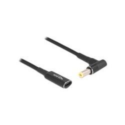 Delock - Adaptér konektoru k napájení - USB-C (pouze napájení) (F) do DC jack 5,5 x 1,7 mm (M) pravoúhlý - 19.5 V - 3 A - 15 m