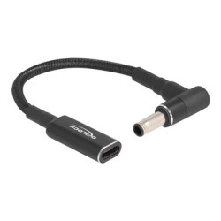 Delock - Adaptér napájení - 24 pin USB-C (F) do DC jack 5,5 x 3,0 mm (M) pravoúhlý - 19.5 V - 3 A - 15 cm - cerná