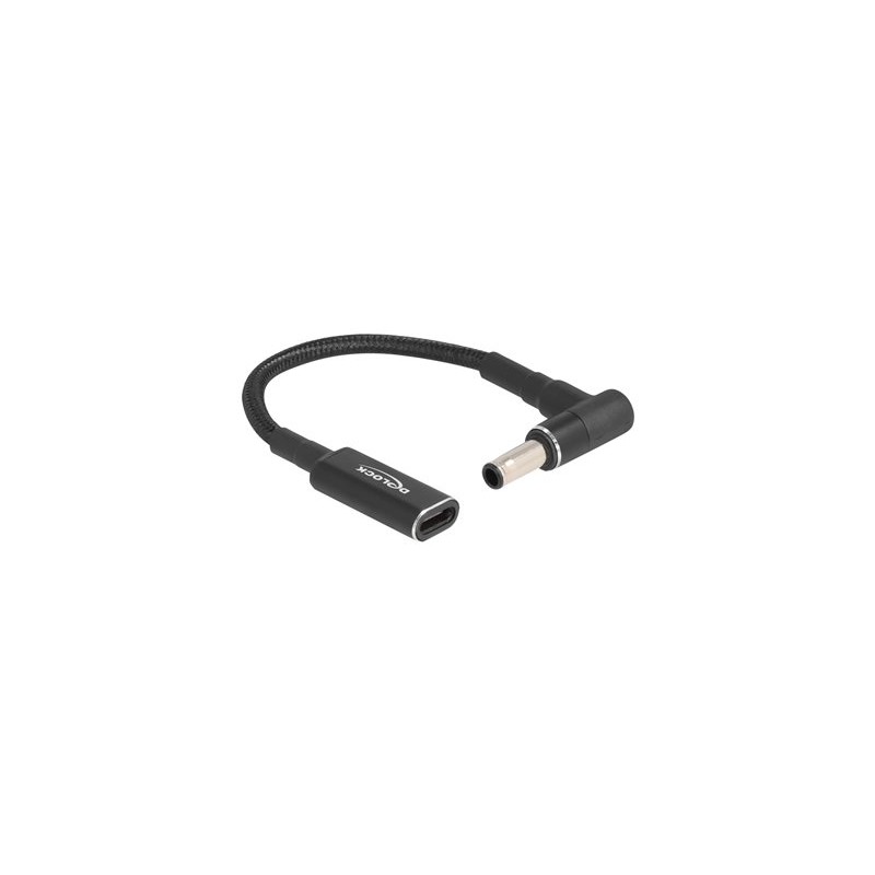 Delock - Adaptér napájení - 24 pin USB-C (F) do DC jack 5,5 x 3,0 mm (M) pravoúhlý - 19.5 V - 3 A - 15 cm - cerná