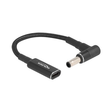 Delock - Adaptér napájení - 24 pin USB-C (F) do DC jack 5,5 x 3,0 mm (M) pravoúhlý - 19.5 V - 3 A - 15 cm - cerná