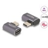 Delock - USB adaptér - 24 pin USB-C (M) levý/pravý úhel do 24 pin USB-C (F) - USB 3.2 / Thunderbolt 3 / DisplayPort 1.4 - 20 V