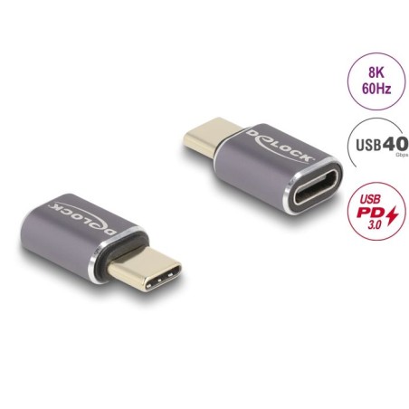Delock - USB adaptér - 24 pin USB-C (M) do 24 pin USB-C (F) - USB 3.2 / Thunderbolt 3 / DisplayPort 1.4 - 20 V - 5 A - podpora