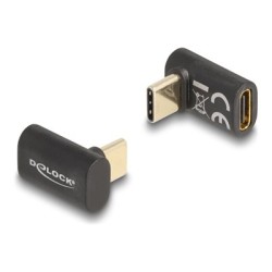 Delock - USB adaptér - 24 pin USB-C (M) úhlový do 24 pin USB-C (F) - USB 3.2 / Thunderbolt 3 / DisplayPort 1.4 - 20 V - 5 A