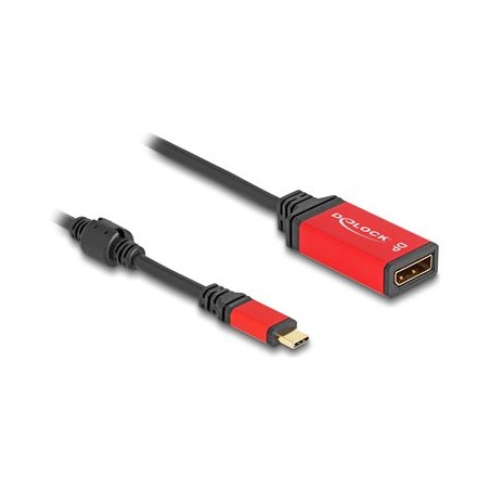 Delock - Kabel adaptéru - 24 pin USB-C (M) do DisplayPort (F) - 20 cm - podpora 8K30Hz, podpora režimu DP Alt, podpora HDR10