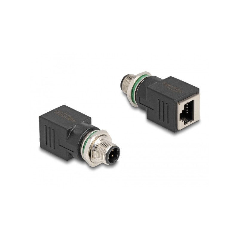 Delock - Sítový adaptér - 4 piny M12 (M) do RJ-45 (F) rovné - CAT 5e - IP67 - cerná
