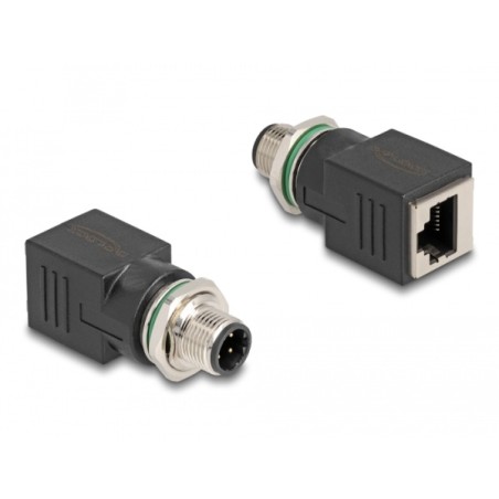 Delock - Sítový adaptér - 4 piny M12 (M) do RJ-45 (F) rovné - CAT 5e - IP67 - cerná