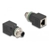 Delock - Sítový adaptér - 4 piny M12 (M) do RJ-45 (F) rovné - CAT 5e - IP67 - cerná