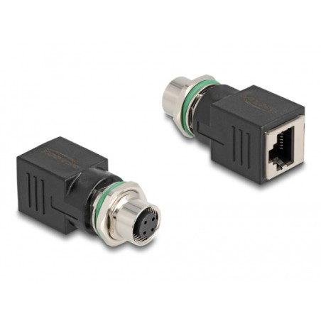 Delock - Sítový adaptér - 4 piny M12 (F) do RJ-45 (F) - CAT 5e - IP67 - cerná