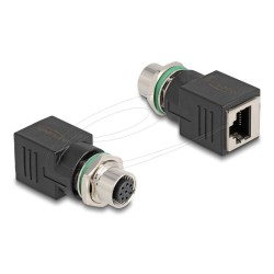 Delock - Sítový adaptér - 8kolíkový M12 (F) šroubovací do RJ-45 (F) - CAT 6a - IP67 - cerná