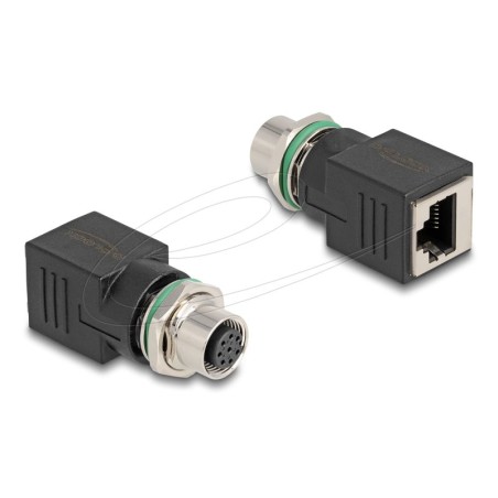 Delock - Sítový adaptér - 8kolíkový M12 (F) šroubovací do RJ-45 (F) - CAT 6a - IP67 - cerná