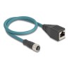 Delock - Sítový kabel - 8kolíkový M12 (F) do RJ-45 (F) - 50 cm - 6.2 mm - CAT 6a - IP67 - cerná