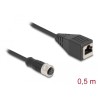 Delock - Sítový kabel - 4 piny M12 (F) do RJ-45 (F) - 50 cm - 5 mm - S/FTP - CAT 5e - IP67 - cerná