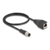 Delock - Sítový kabel - 4 piny M12 (M) do RJ-45 (F) - 50 cm - 5 mm - S/FTP - CAT 5e - IP67 - cerná