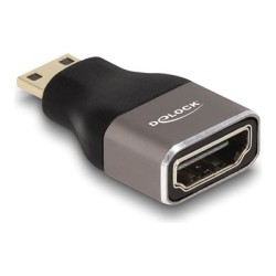 Delock - Vysoká rychlost - adaptér HDMI s ethernetem - 19 pin mini HDMI Type C s piny (male) do HDMI se zdírkami (female)
