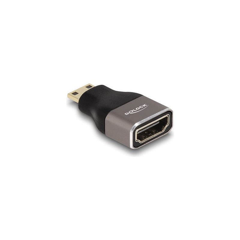 Delock - Vysoká rychlost - adaptér HDMI s ethernetem - 19 pin mini HDMI Type C s piny (male) do HDMI se zdírkami (female)