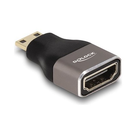 Delock - Vysoká rychlost - adaptér HDMI s ethernetem - 19 pin mini HDMI Type C s piny (male) do HDMI se zdírkami (female)
