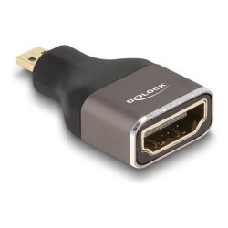 Delock - Vysoká rychlost - adaptér HDMI s ethernetem - 19 pin micro HDMI Type D s piny (male) do HDMI se zdírkami (female)